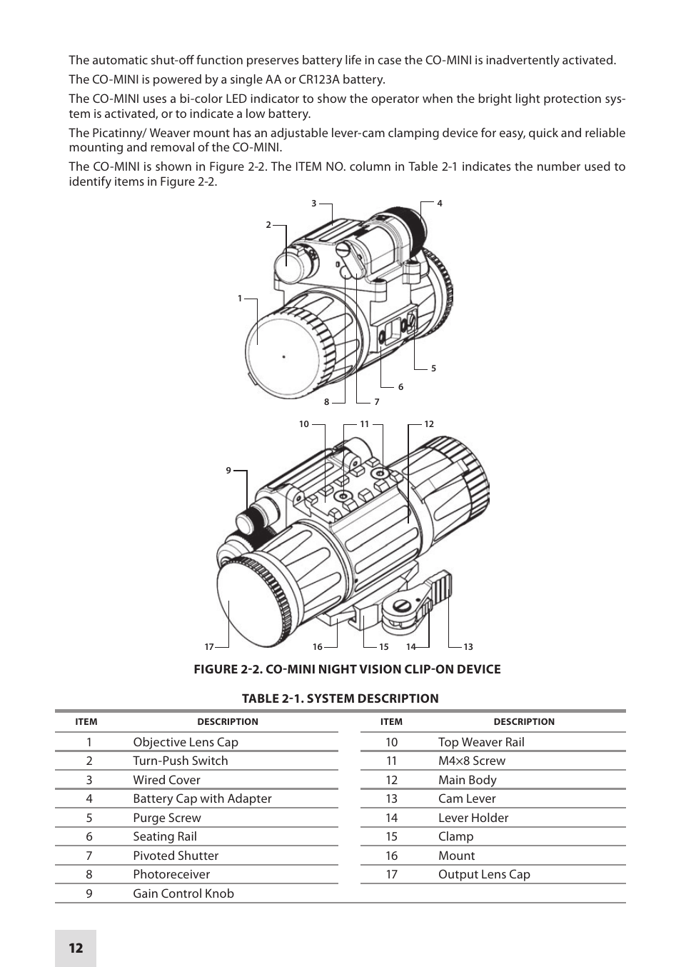 Armasight NSCCOMINI139DA1 CO-Mini GEN 3+ Alpha MG Night Vision Mini Clip-On System User Manual | Page 12 / 40
