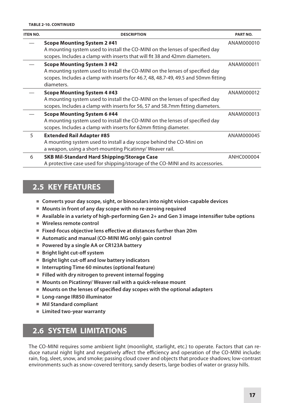 Armasight NSCCOMINI139DA1 CO-Mini GEN 3+ Alpha MG Night Vision Mini Clip-On System User Manual | Page 17 / 40
