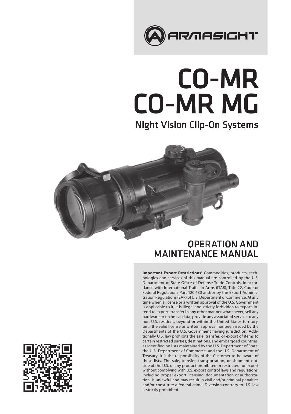 Armasight NSCCOMR00133DB1 CO-MR GEN 3 Bravo Day/night vision Clip-On system User Manual | 40 pages