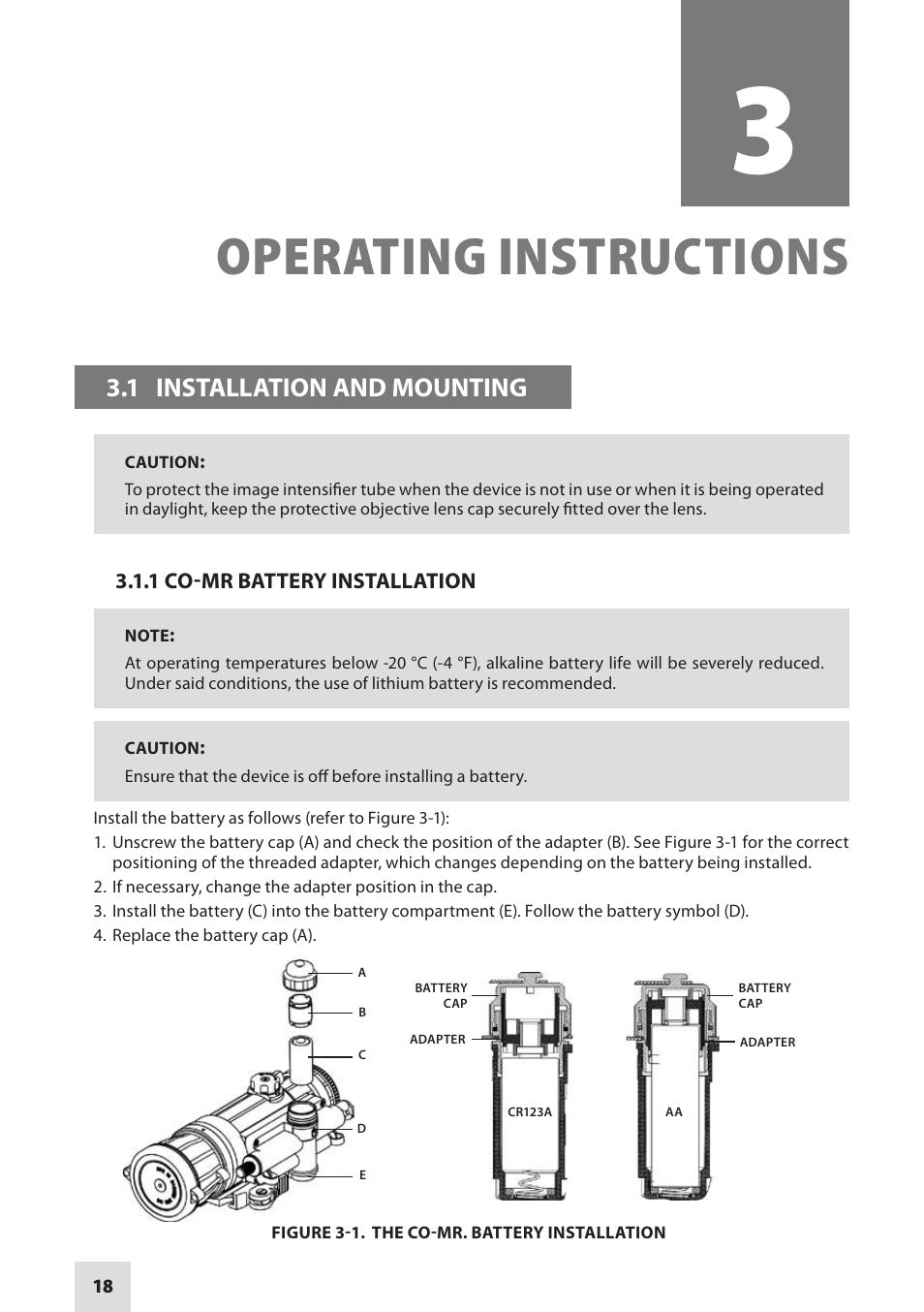 Operating instructions, 1 installation and mounting | Armasight NSCCOMR00133DB1 CO-MR GEN 3 Bravo Day/night vision Clip-On system User Manual | Page 18 / 40