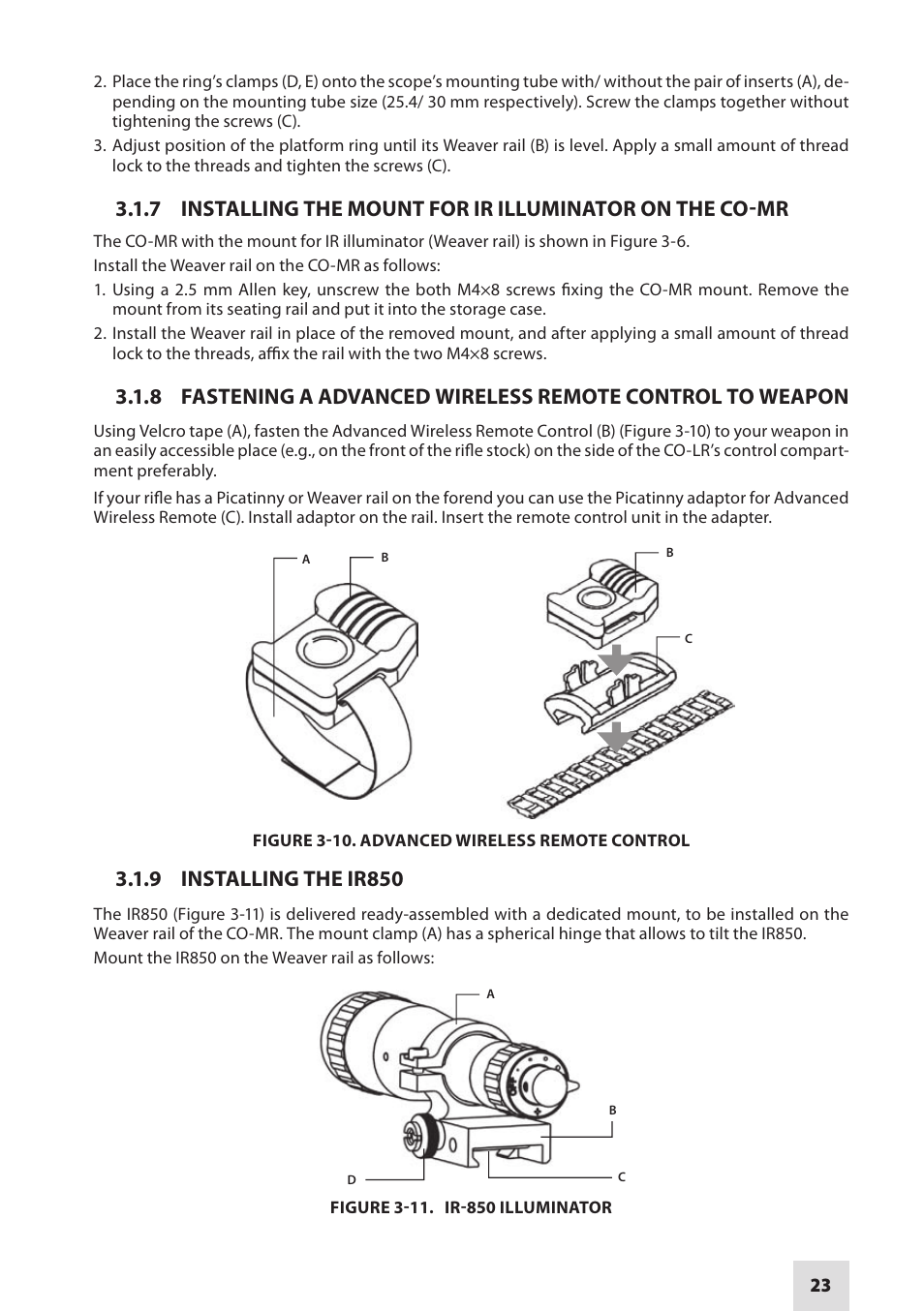 9 installing the ir850 | Armasight NSCCOMR00133DB1 CO-MR GEN 3 Bravo Day/night vision Clip-On system User Manual | Page 23 / 40