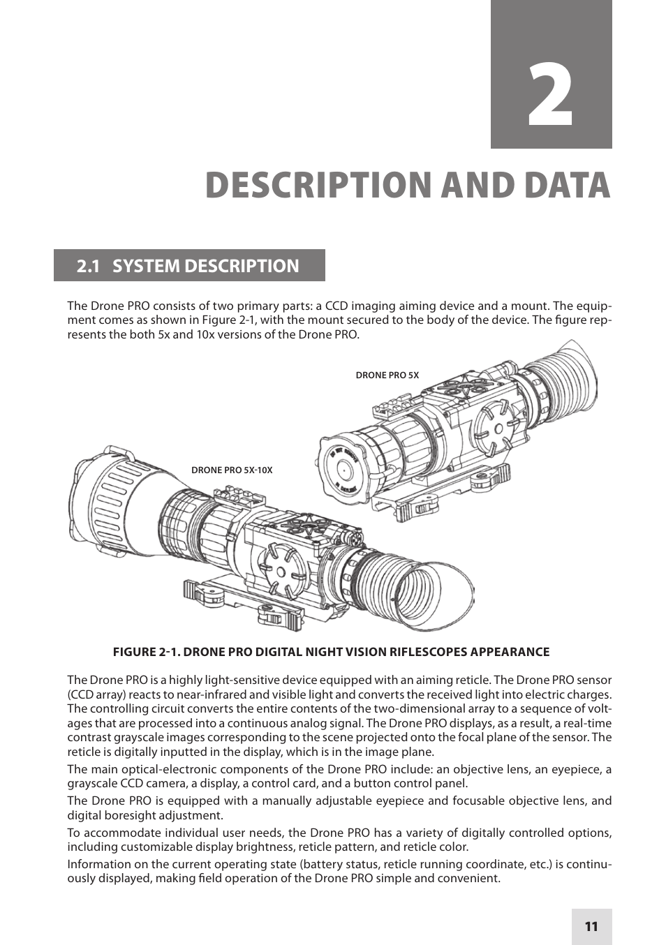 Description and data | Armasight DARDROPBB05PAL1 Drone Pro 5x Digital Night Vision Riflescopes User Manual | Page 11 / 40