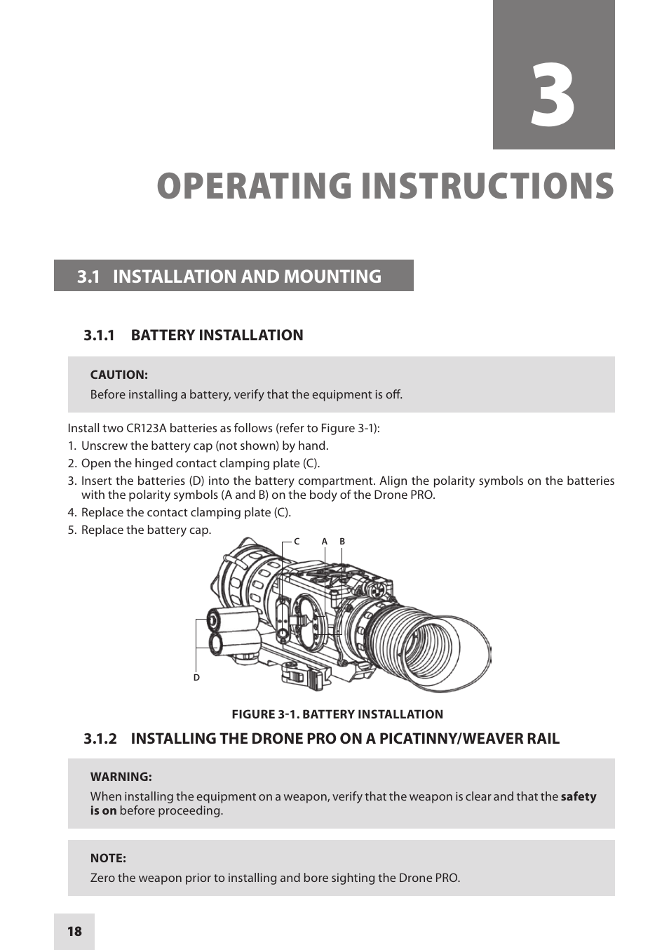 Operating instructions | Armasight DARDROPBB05PAL1 Drone Pro 5x Digital Night Vision Riflescopes User Manual | Page 18 / 40