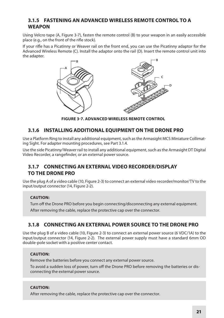 6 installing additional equipment on the drone pro | Armasight DARDROPBB05PAL1 Drone Pro 5x Digital Night Vision Riflescopes User Manual | Page 21 / 40