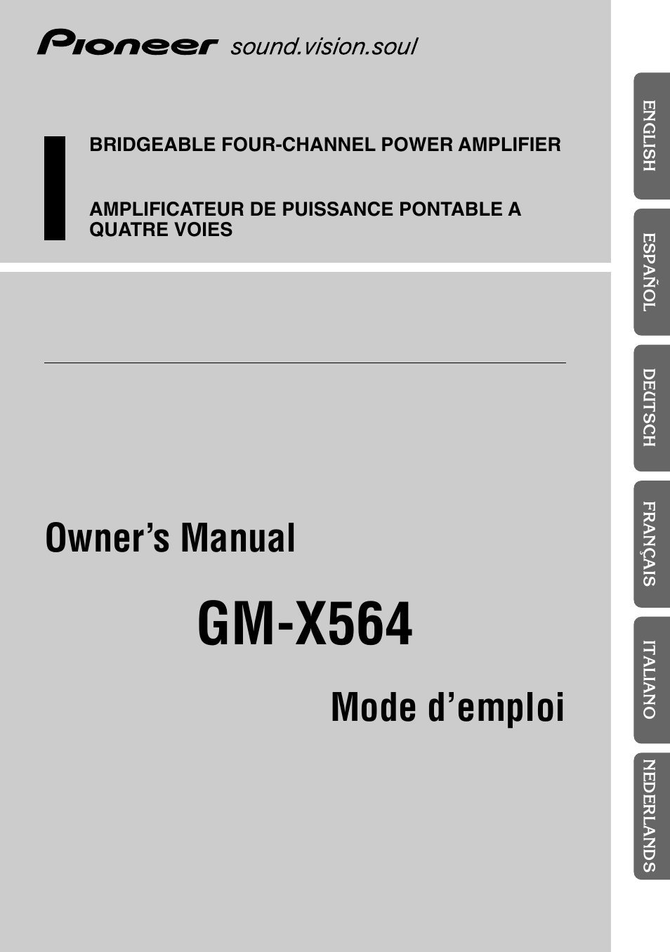 Pioneer GM-X564 User Manual | 76 pages