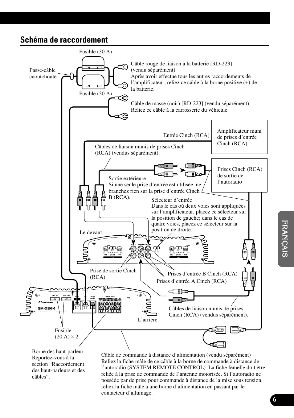 Schéma de raccordement | Pioneer GM-X564 User Manual | Page 43 / 76