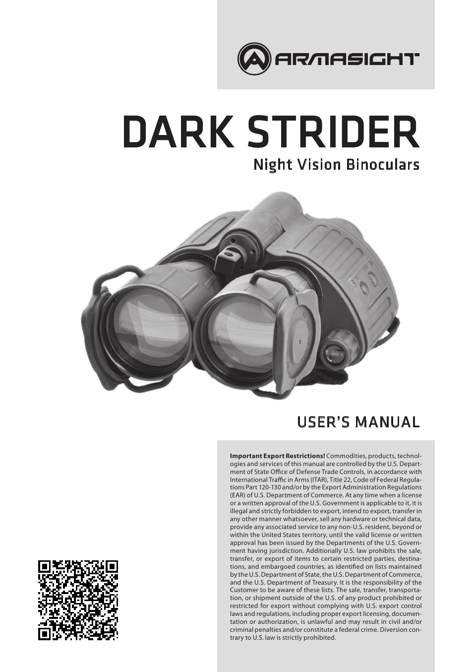 Armasight NKBDASTRI511I11 Dark Strider GEN 1+ Night vision binoculars User Manual | 12 pages