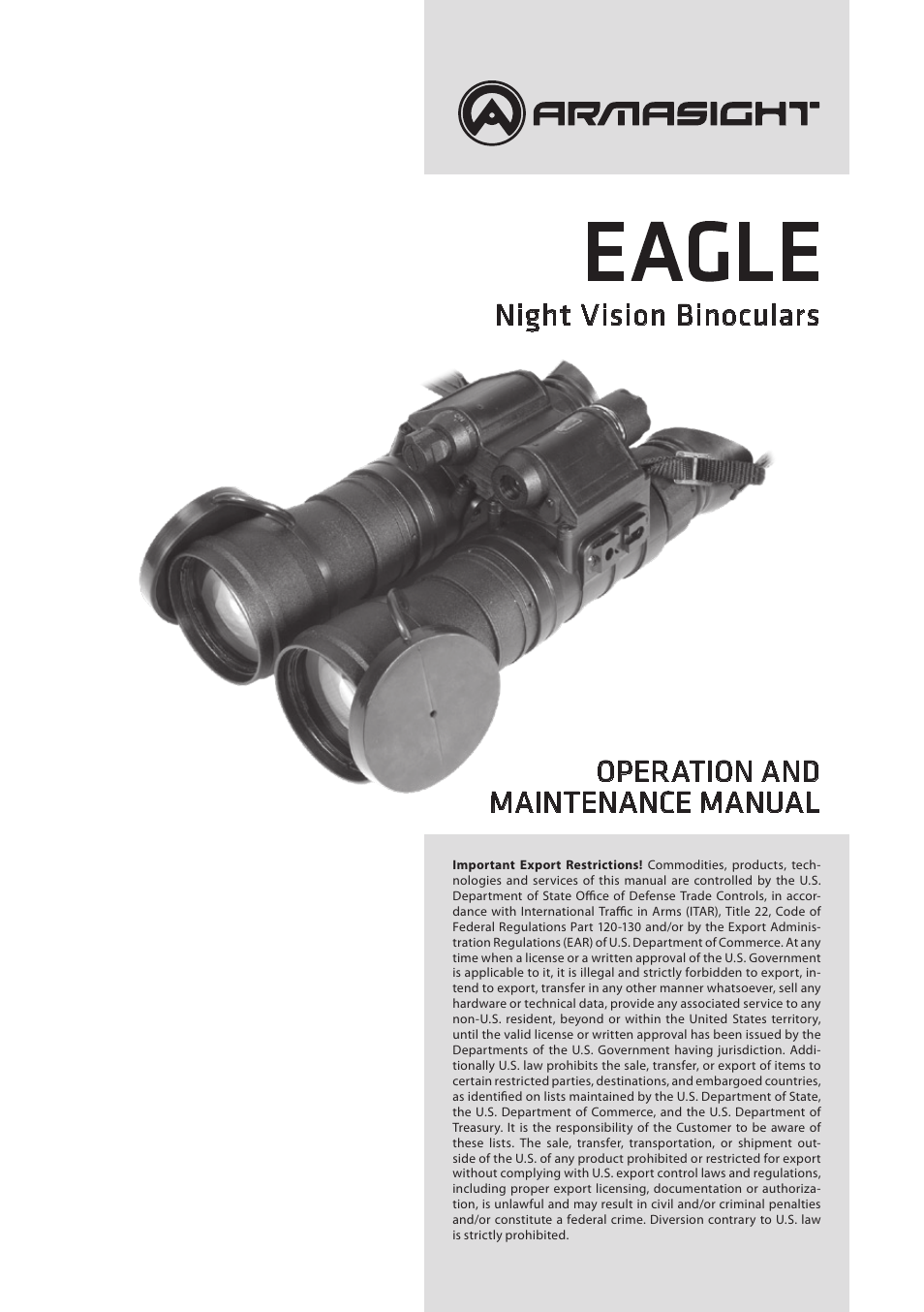 Armasight NSBEAGLE032GDS1 EAGLE GEN 2+ SD Night Vision Binocular User Manual | 32 pages