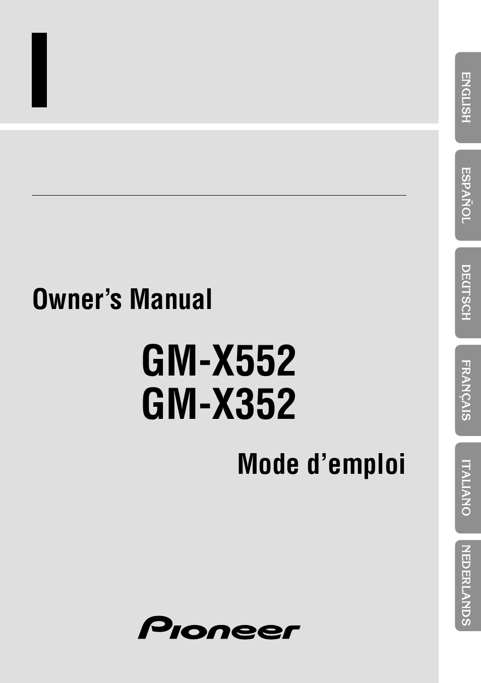 Pioneer GM-X552 User Manual | 76 pages