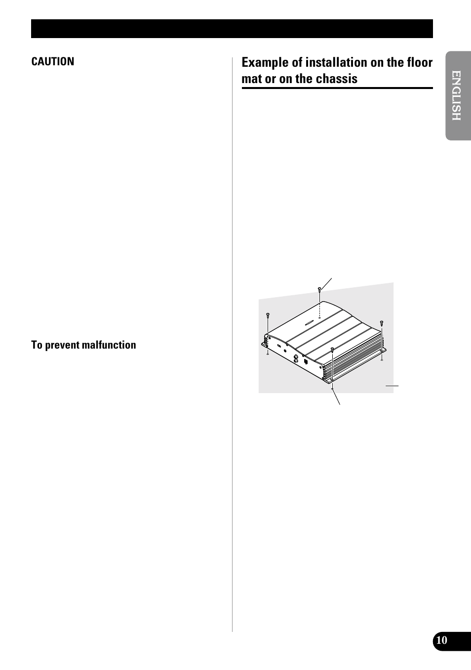 Installation, Example of installation on the floor mat, Or on the chassis | Pioneer GM-X552 User Manual | Page 11 / 76