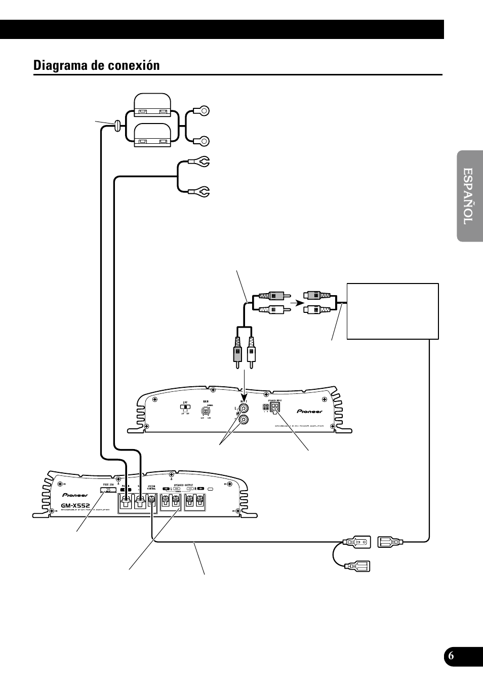 Diagrama de conexión | Pioneer GM-X552 User Manual | Page 19 / 76