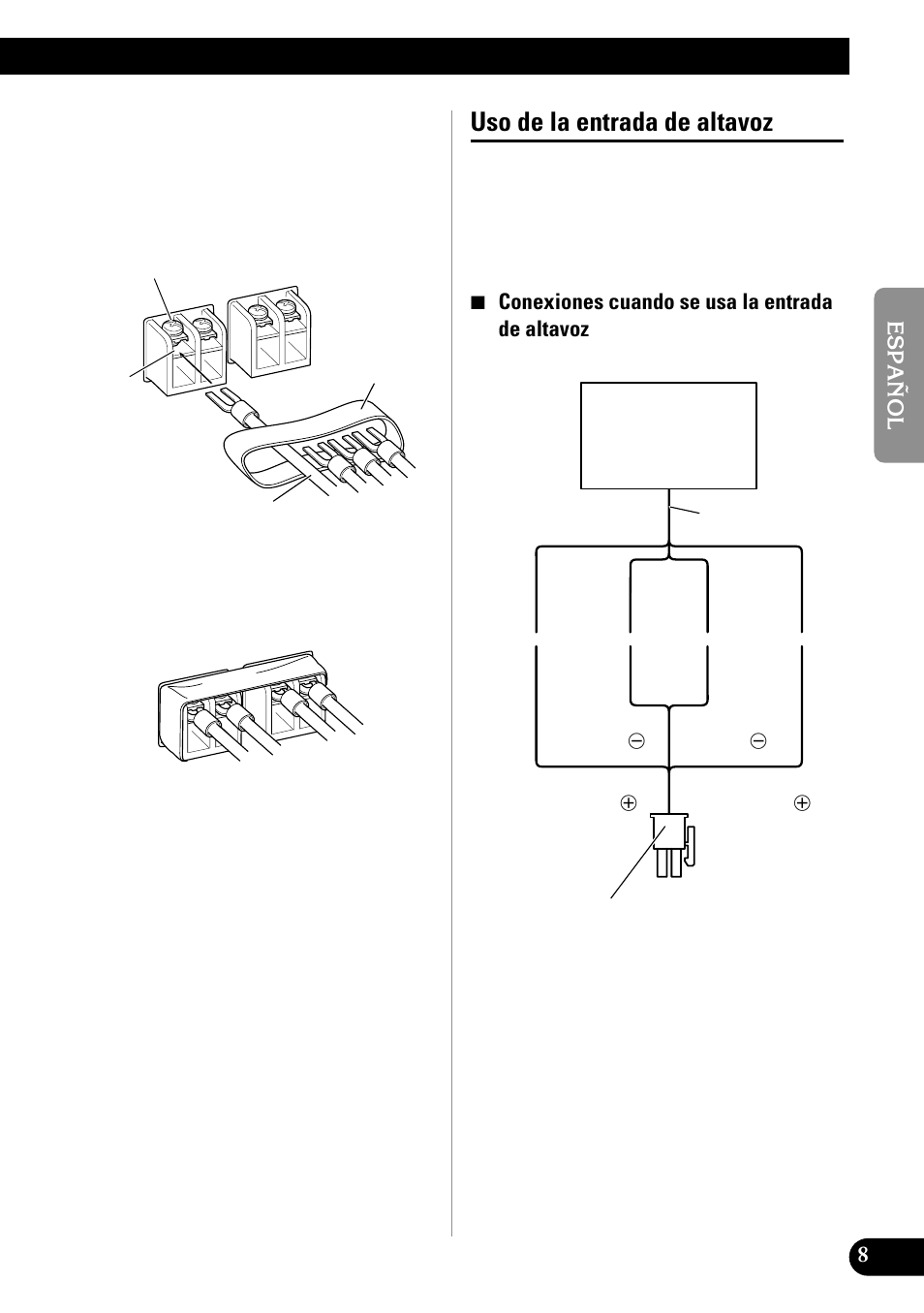 Uso de la entrada de altavoz | Pioneer GM-X552 User Manual | Page 21 / 76