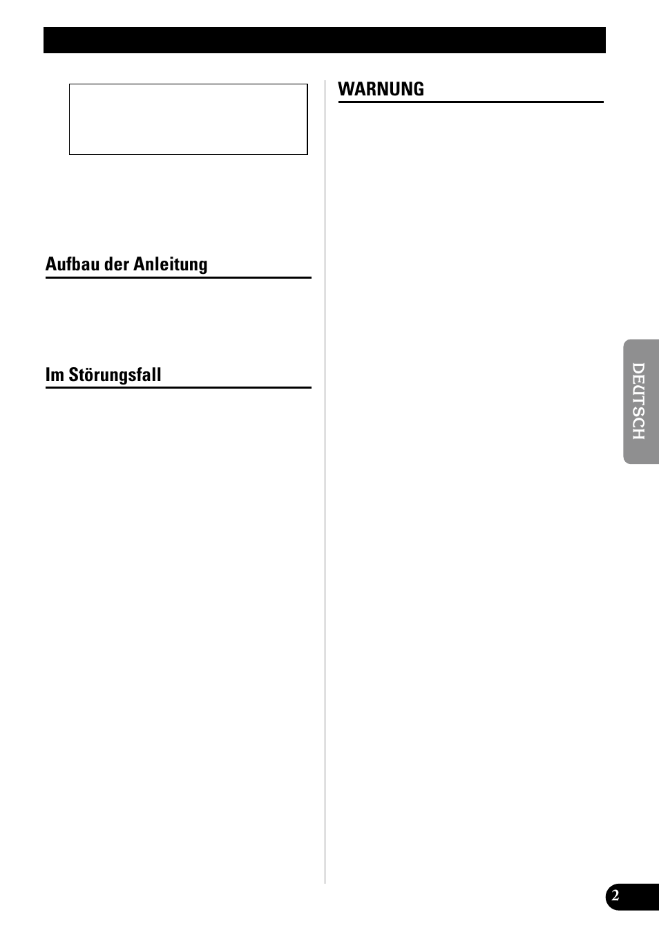Vor gebrauch dieses produkts, Aufbau der anleitung im störungsfall warnung, Aufbau der anleitung | Im störungsfall, Warnung | Pioneer GM-X552 User Manual | Page 27 / 76