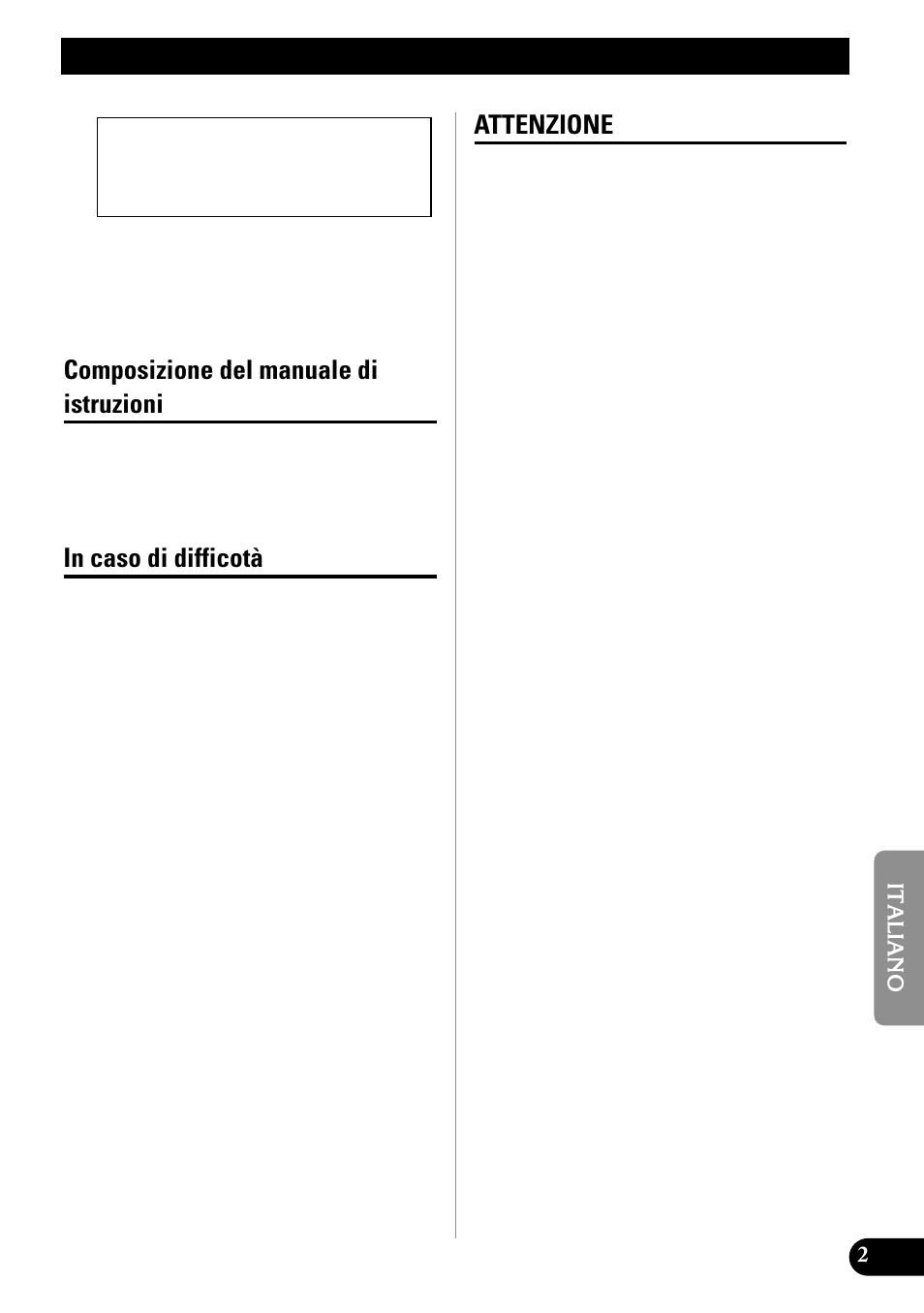 Prima di usare questo prodotto, Composizione del manuale di istruzioni, Attenzione | Pioneer GM-X552 User Manual | Page 51 / 76