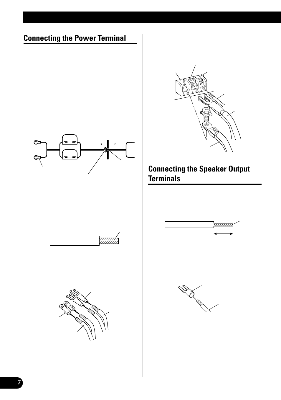 Connecting the unit, Connecting the power terminal, Connecting the speaker output terminals | Pioneer GM-X552 User Manual | Page 8 / 76