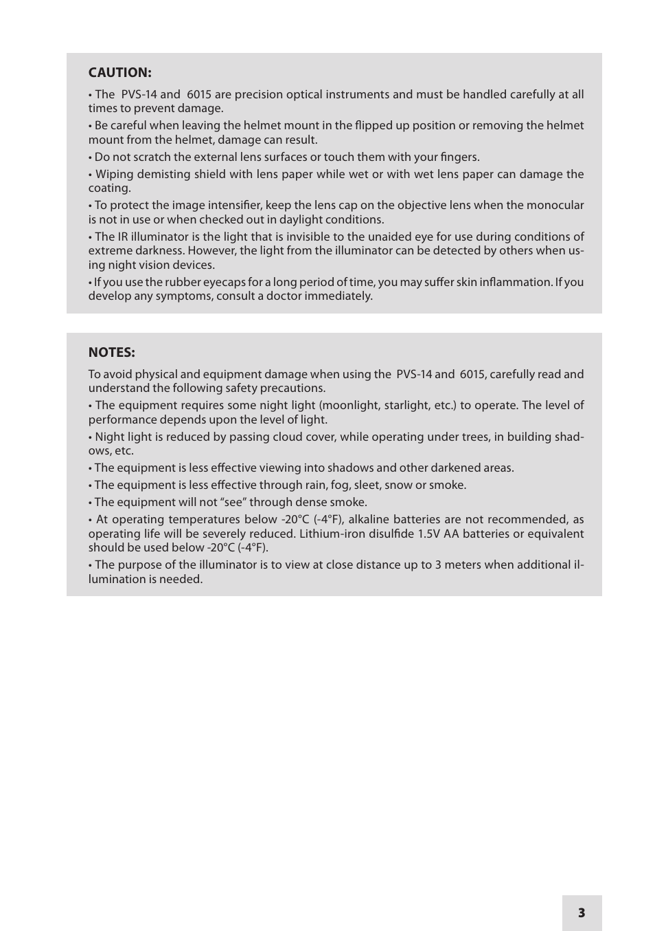 Armasight NAMPVS1401F9DA1 PVS14 FLAG MG Multi-Purpose Night Vision Monocular User Manual | Page 3 / 56