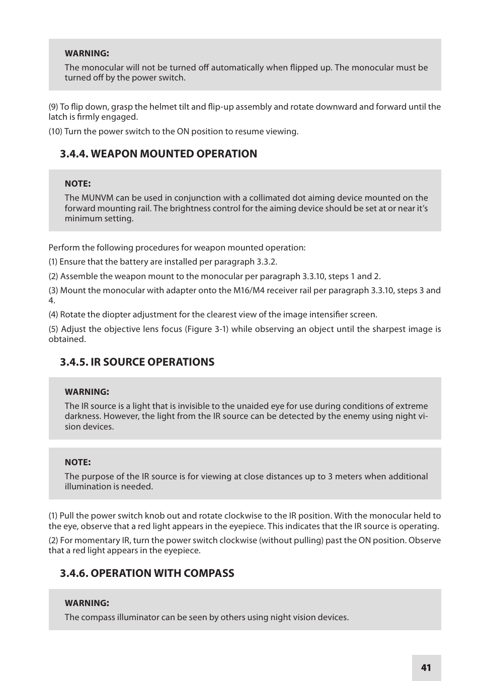 Armasight NAMPVS1401F9DA1 PVS14 FLAG MG Multi-Purpose Night Vision Monocular User Manual | Page 41 / 56