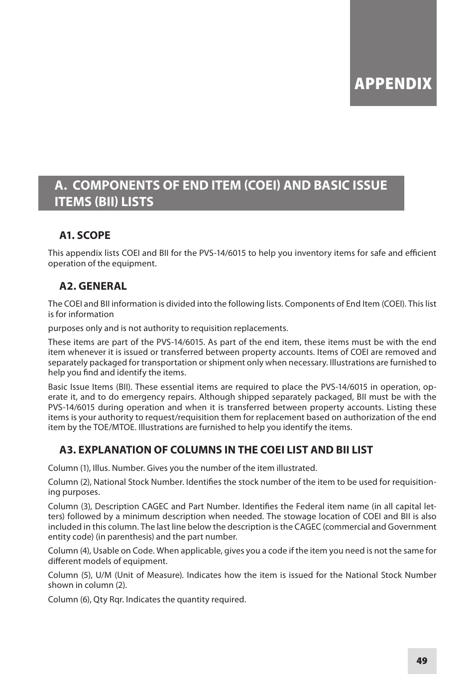 Appendix | Armasight NAMPVS1401F9DA1 PVS14 FLAG MG Multi-Purpose Night Vision Monocular User Manual | Page 49 / 56