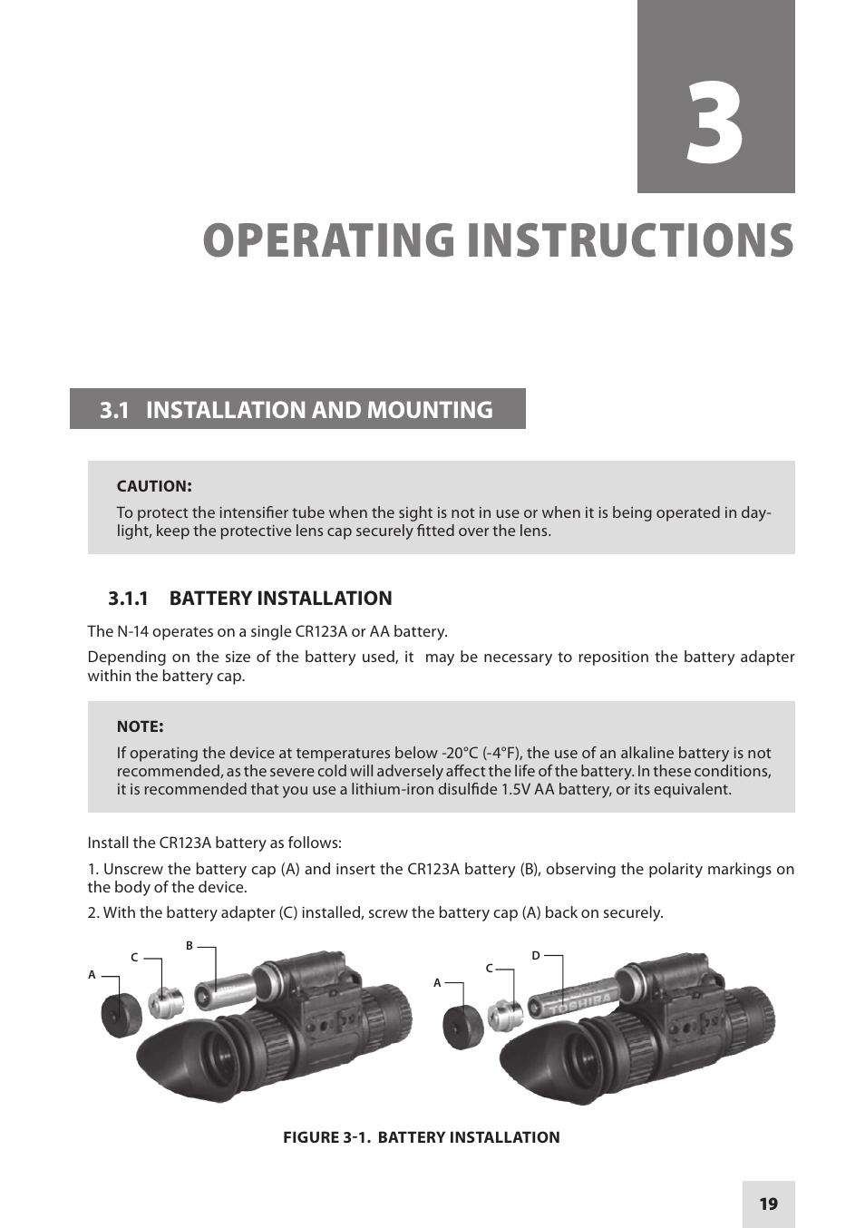 Operating instructions | Armasight NSMN140001F6DA1 N-14 FLAG Multi-Purpose Night Vision Monocular User Manual | Page 19 / 44