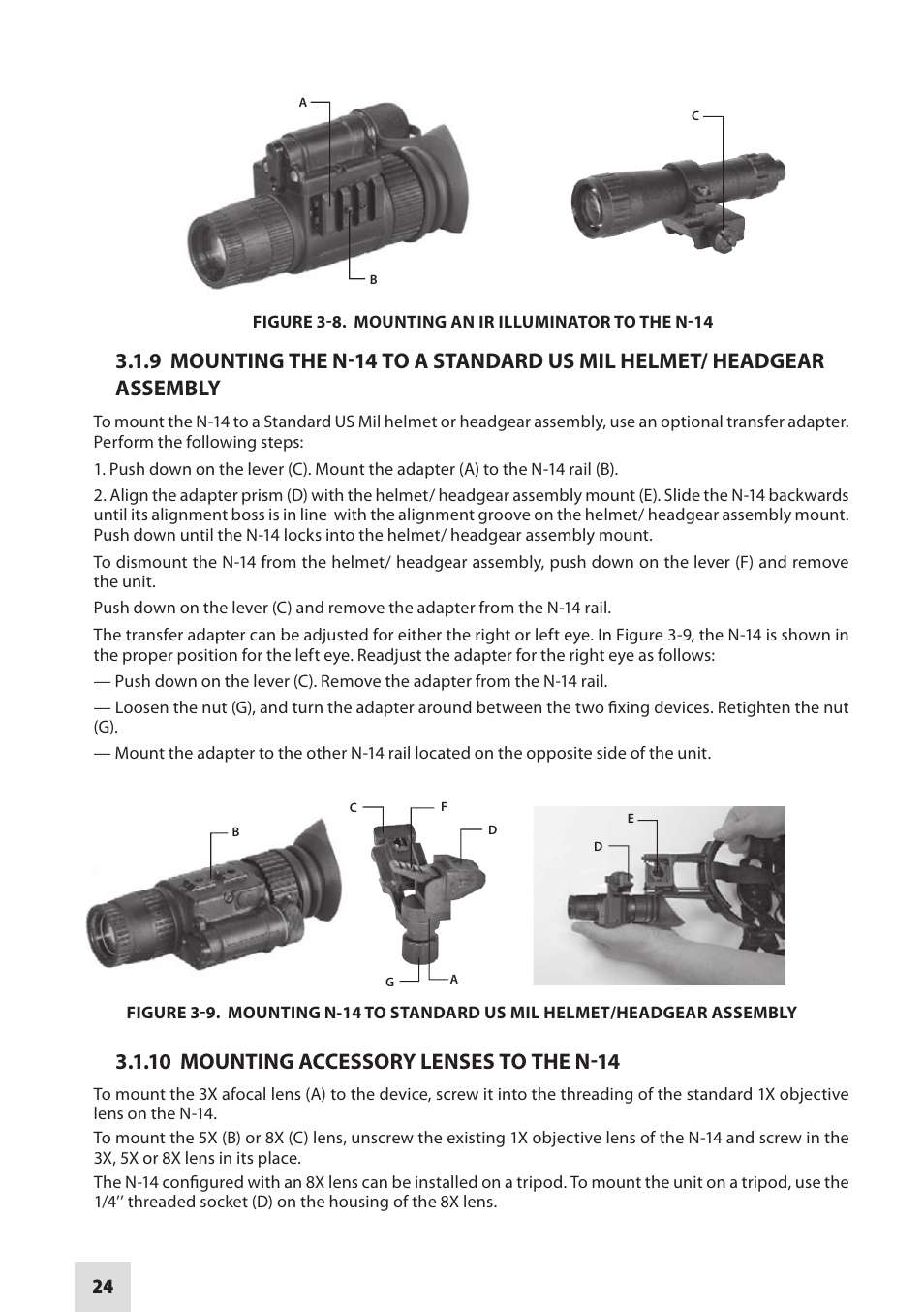 10 mounting accessory lenses to the n-14 | Armasight NSMN140001F6DA1 N-14 FLAG Multi-Purpose Night Vision Monocular User Manual | Page 24 / 44