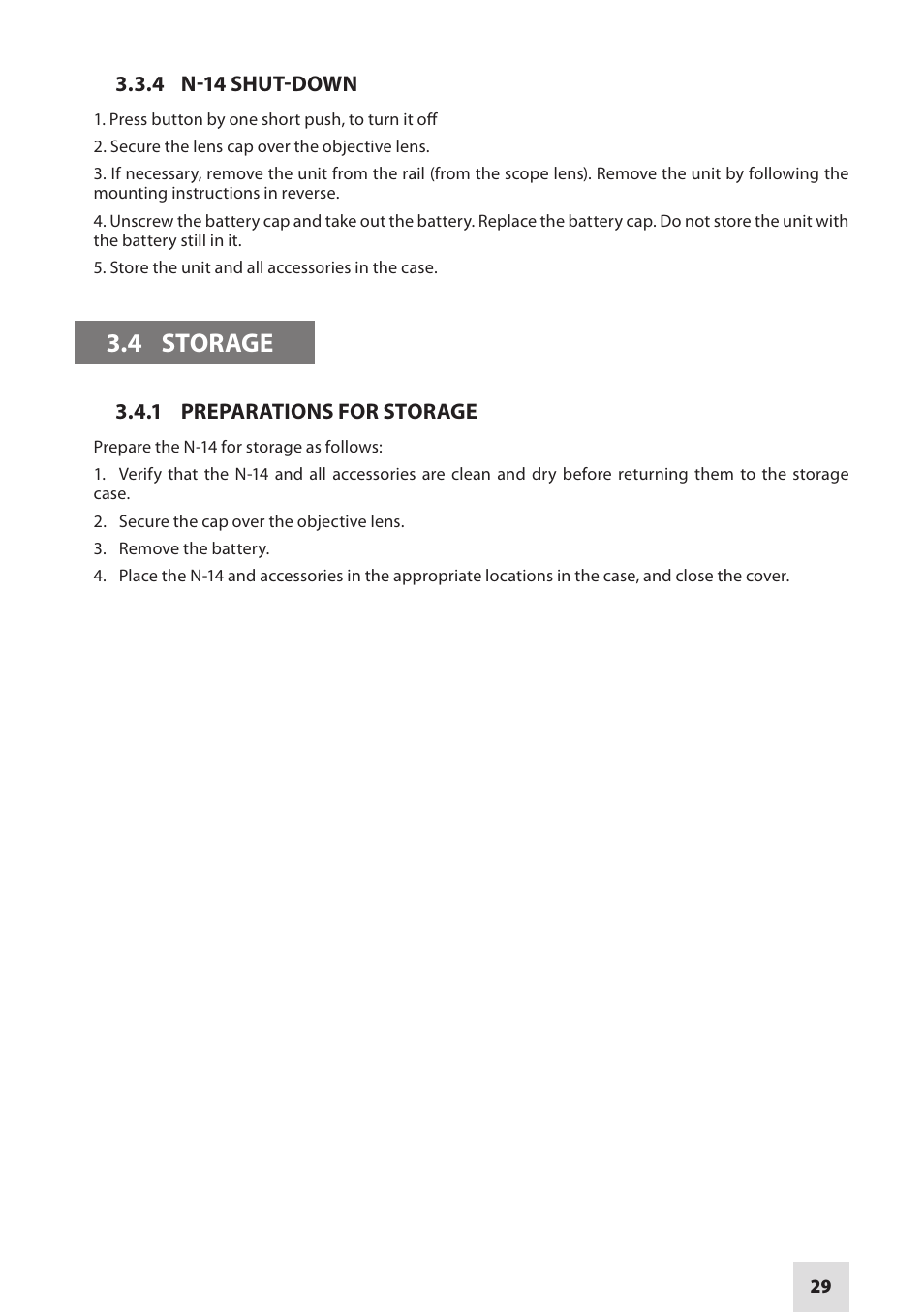 4 storage | Armasight NSMN140001F6DA1 N-14 FLAG Multi-Purpose Night Vision Monocular User Manual | Page 29 / 44
