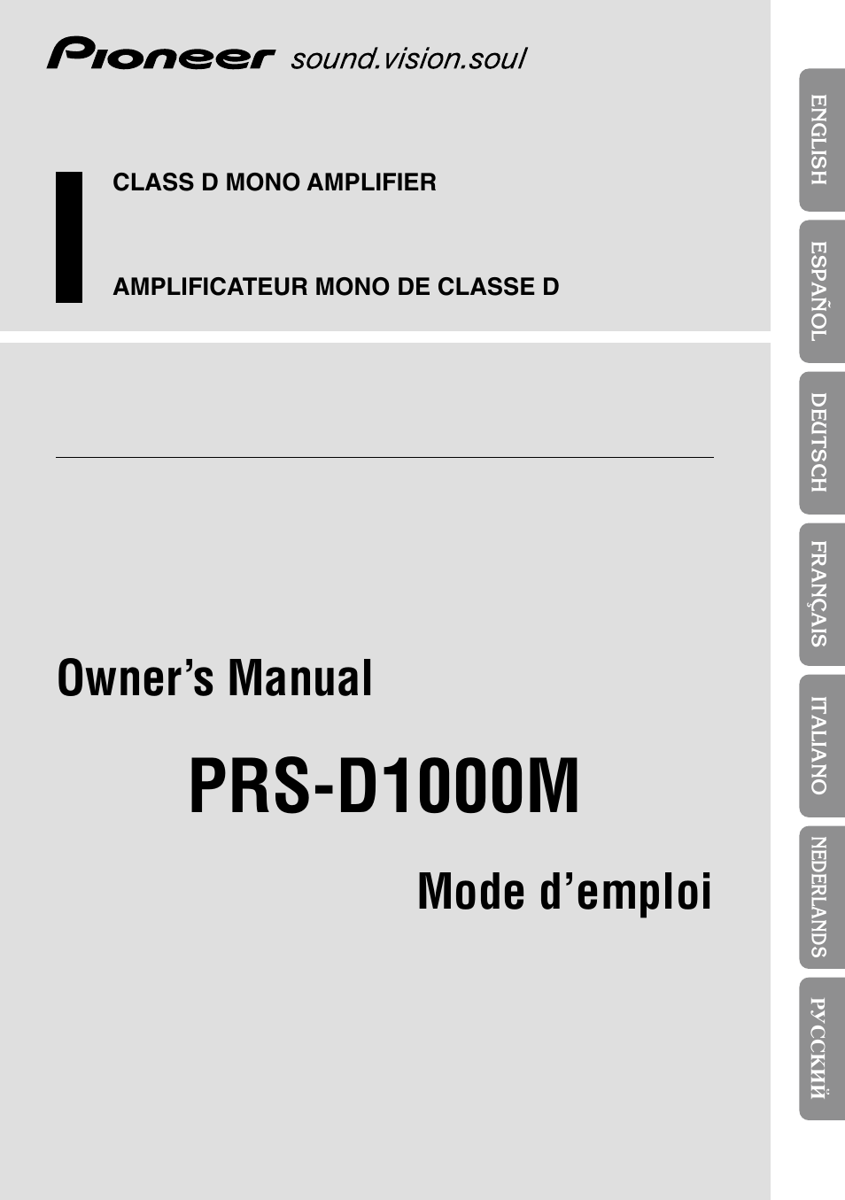 Pioneer PRS-D1000M User Manual | 114 pages