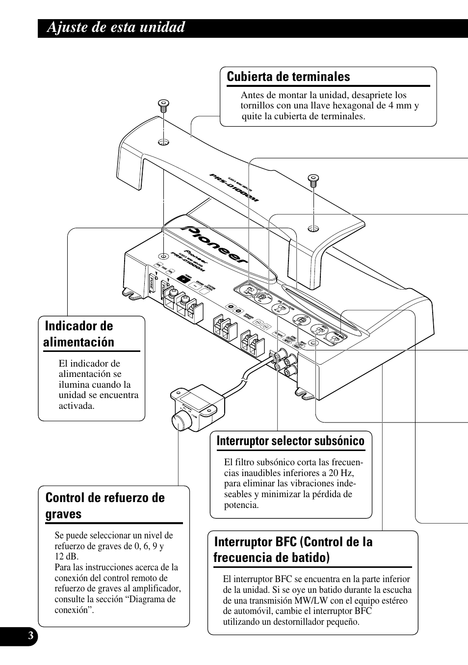 Ajuste de esta unidad, Control de la frecuencia de batido) | Pioneer PRS-D1000M User Manual | Page 20 / 114