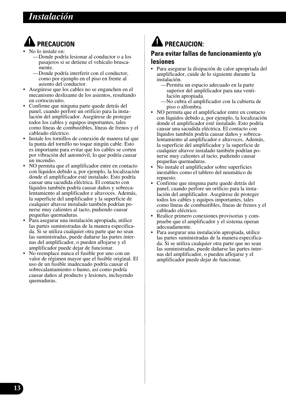 Instalación | Pioneer PRS-D1000M User Manual | Page 30 / 114