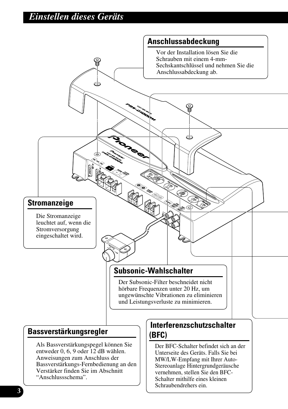 Einstellen dieses geräts | Pioneer PRS-D1000M User Manual | Page 36 / 114