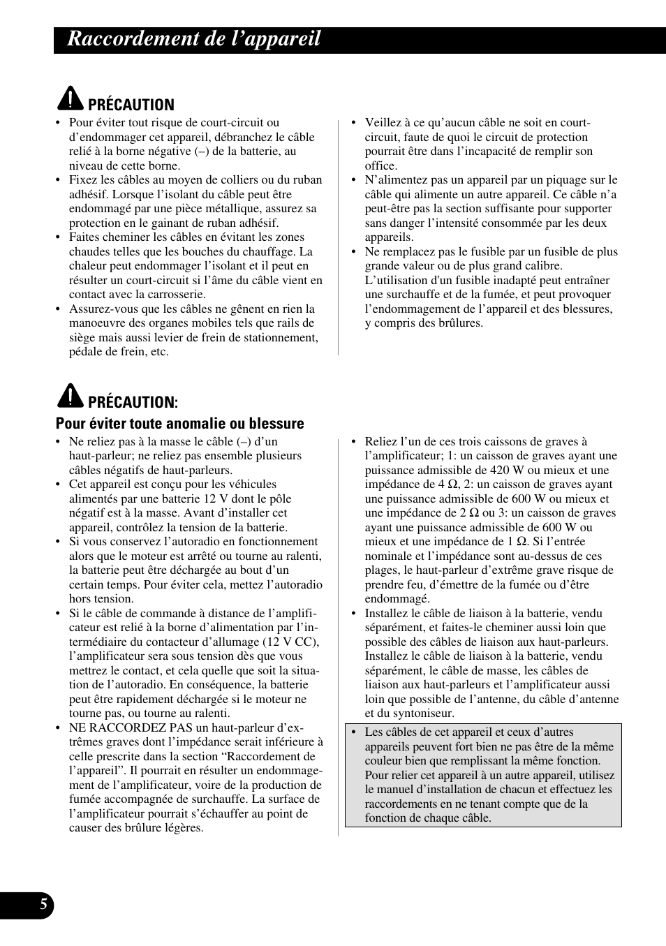 Raccordement de l’appareil | Pioneer PRS-D1000M User Manual | Page 54 / 114