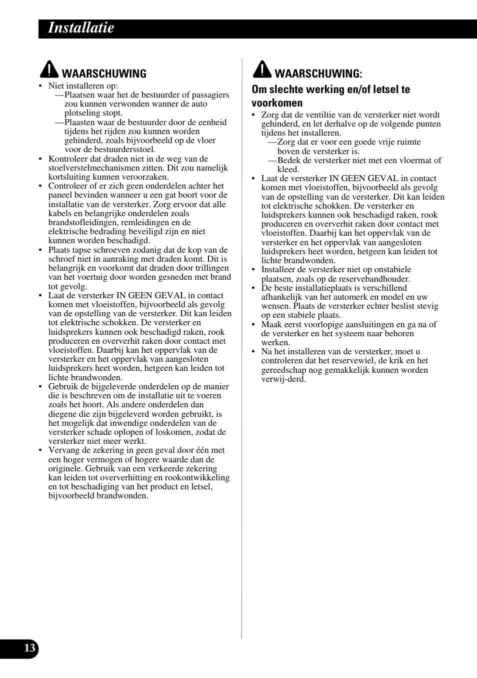 Installatie | Pioneer PRS-D1000M User Manual | Page 94 / 114