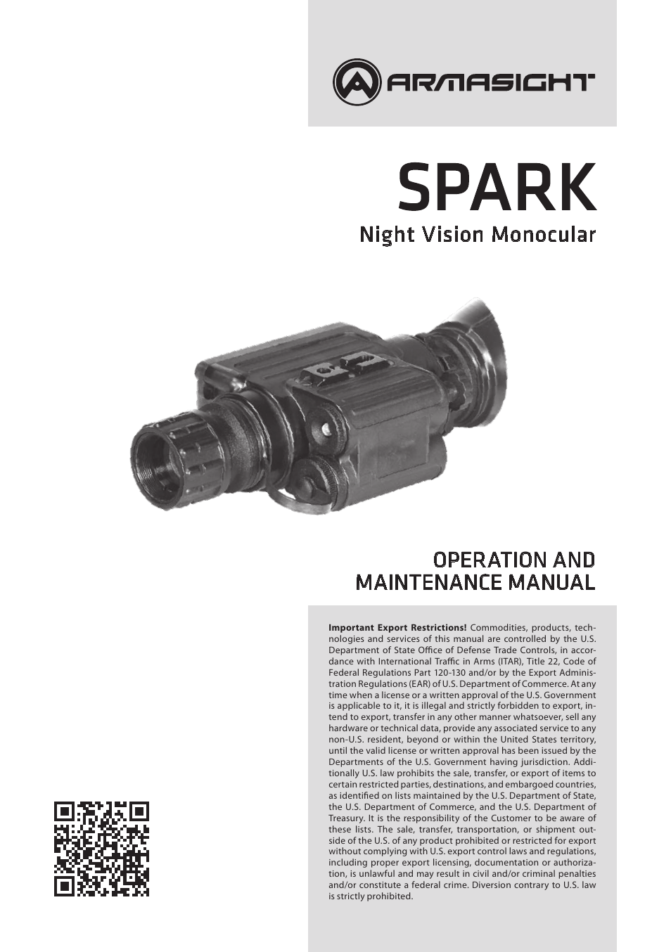 Armasight NSGSPARK01CCIC1 Spark-G Night Vision Goggles User Manual | 40 pages