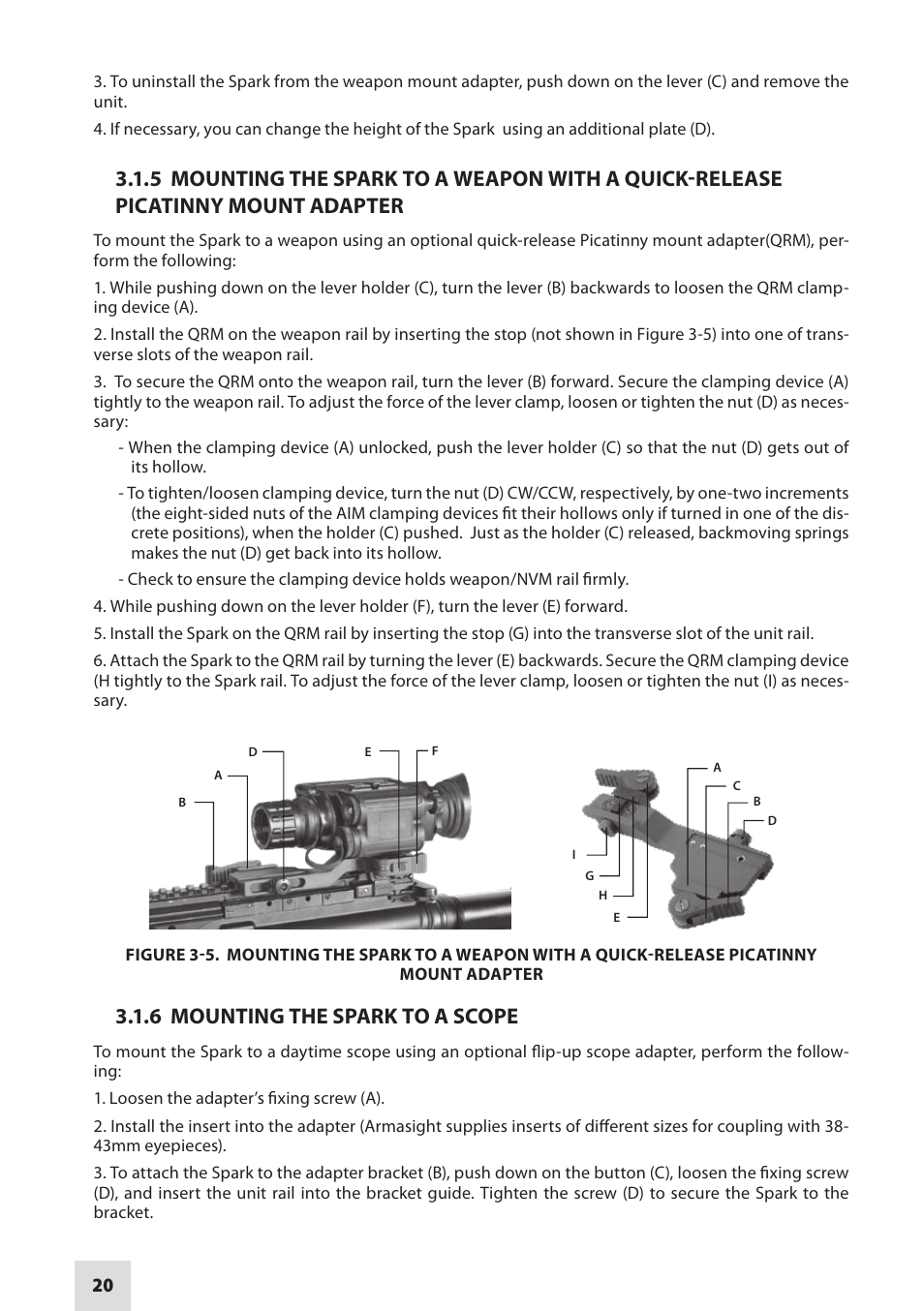 6 mounting the spark to a scope | Armasight NSGSPARK01CCIC1 Spark-G Night Vision Goggles User Manual | Page 20 / 40