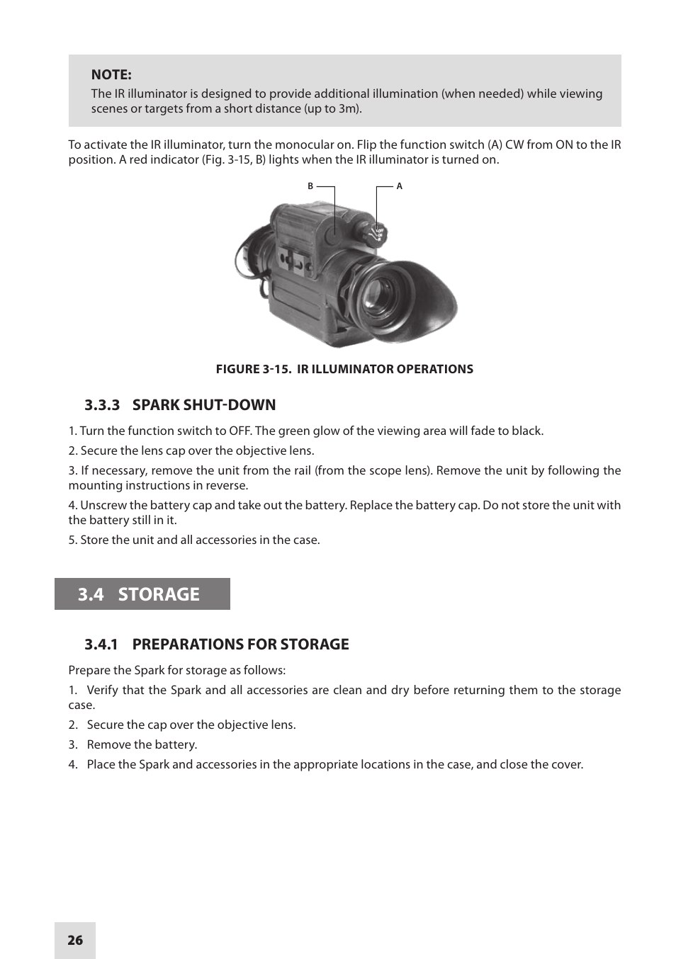 4 storage | Armasight NSGSPARK01CCIC1 Spark-G Night Vision Goggles User Manual | Page 26 / 40