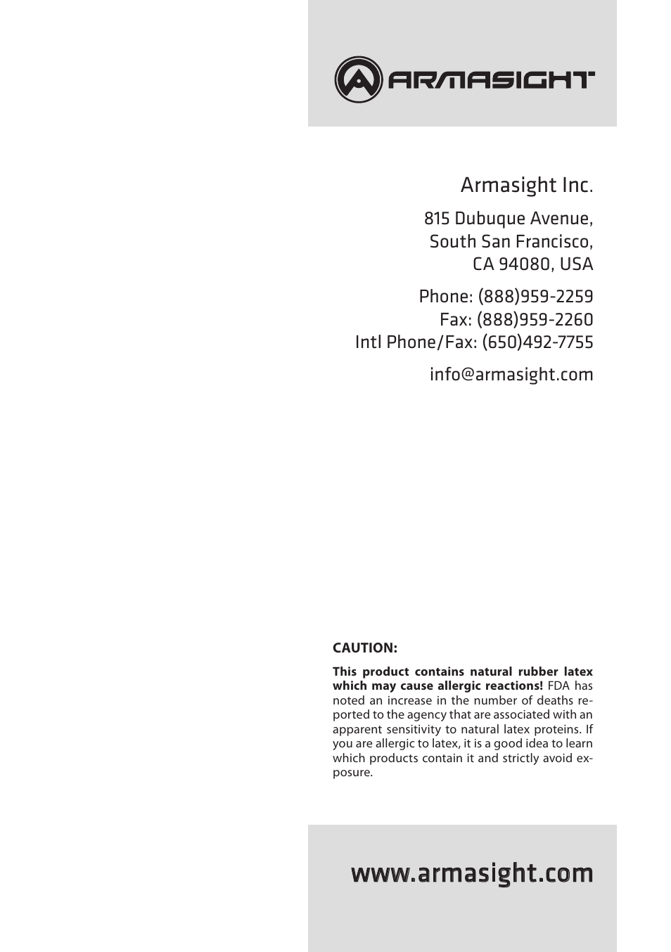 Armasight inc | Armasight NKGVEGA00111I11 VEGA GEN1+ Night Vision Goggle User Manual | Page 12 / 12