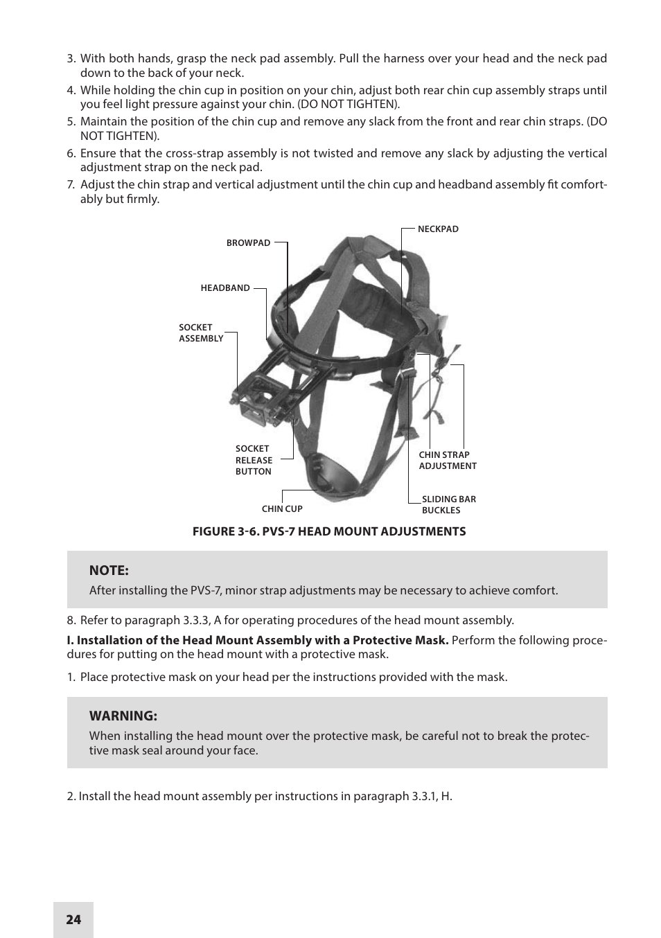 Warning | Armasight NAMPVS7001G7DA2 PVS7 GEN 3 Ghost MG TAN Night vision goggles User Manual | Page 24 / 44
