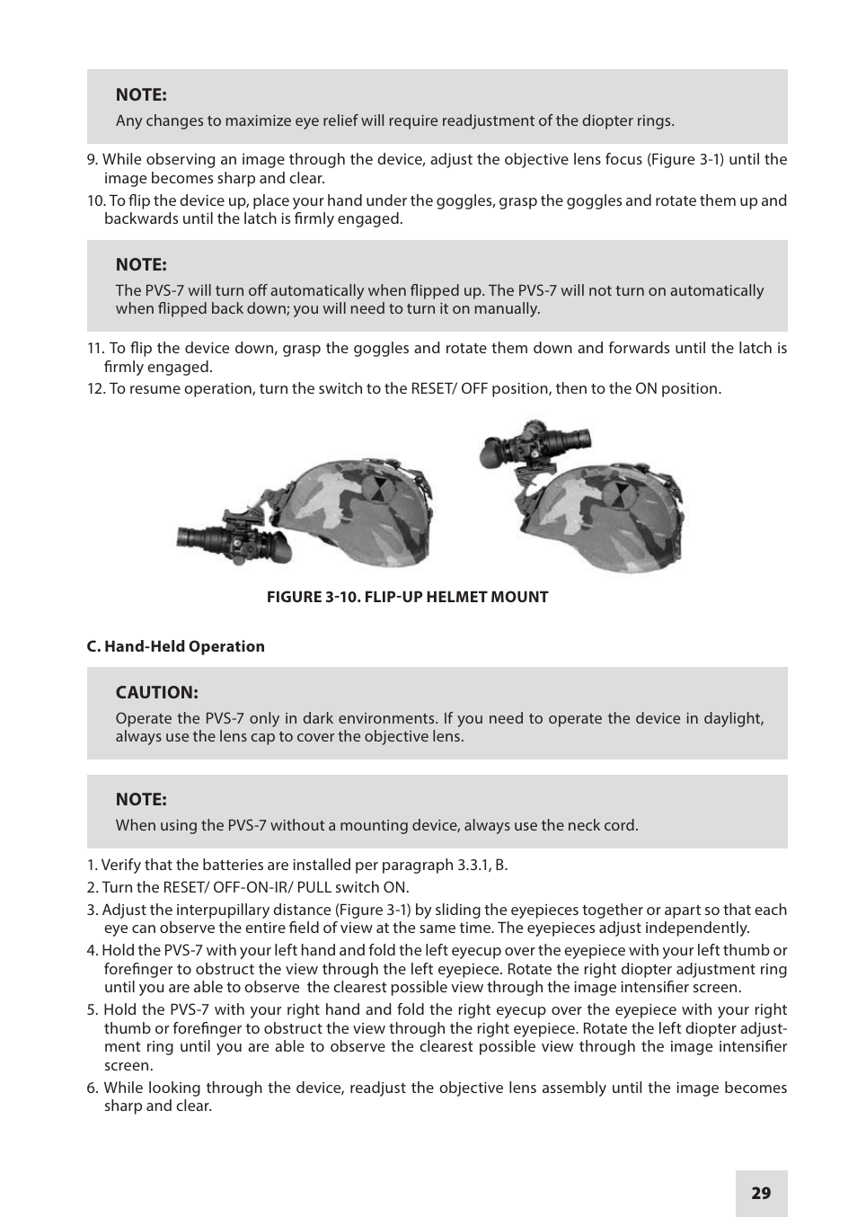 Armasight NAMPVS7001G7DA2 PVS7 GEN 3 Ghost MG TAN Night vision goggles User Manual | Page 29 / 44