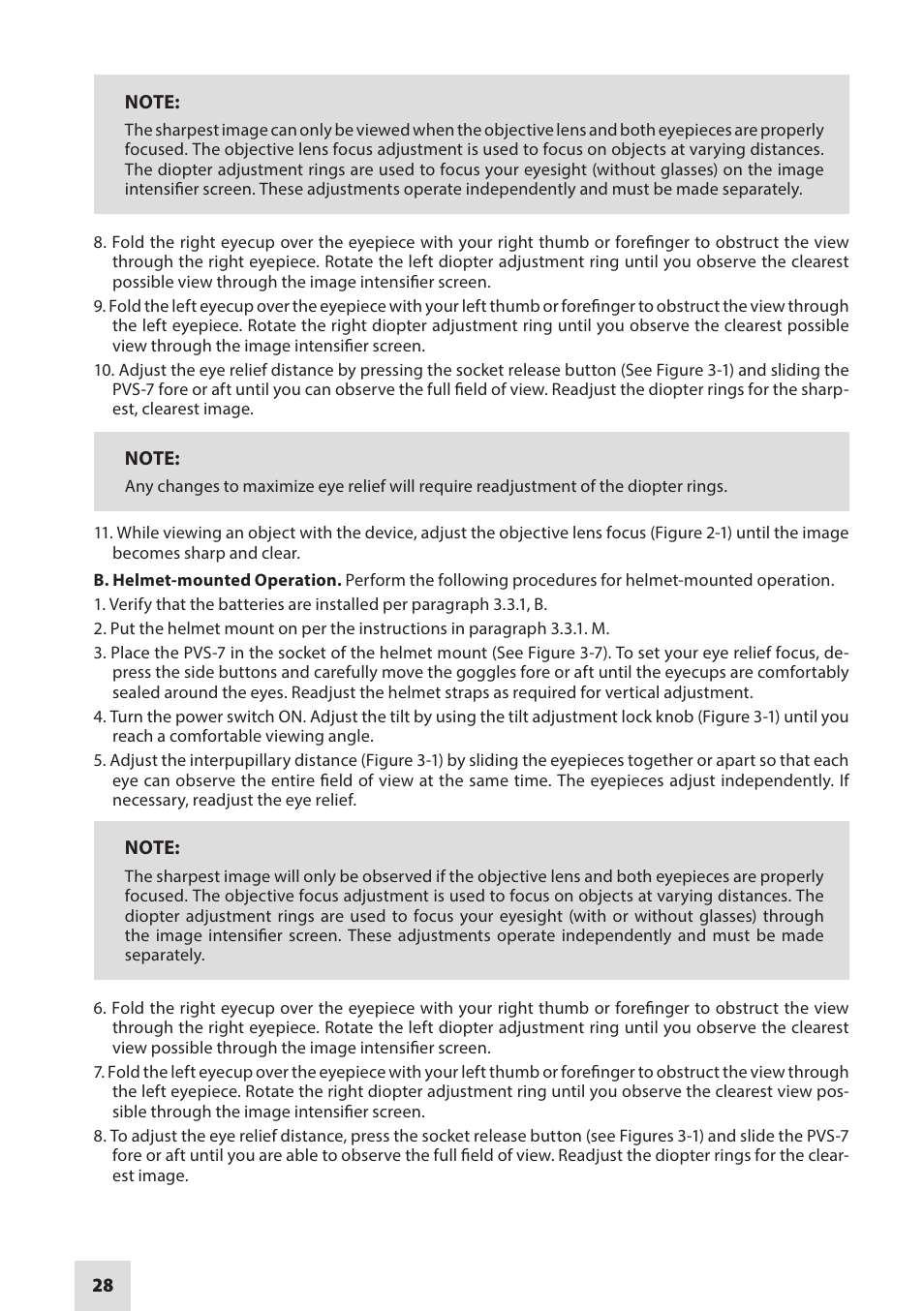 Armasight NAMPVS700133DB1 PVS7 GEN 3 Bravo Night vision goggles User Manual | Page 28 / 44