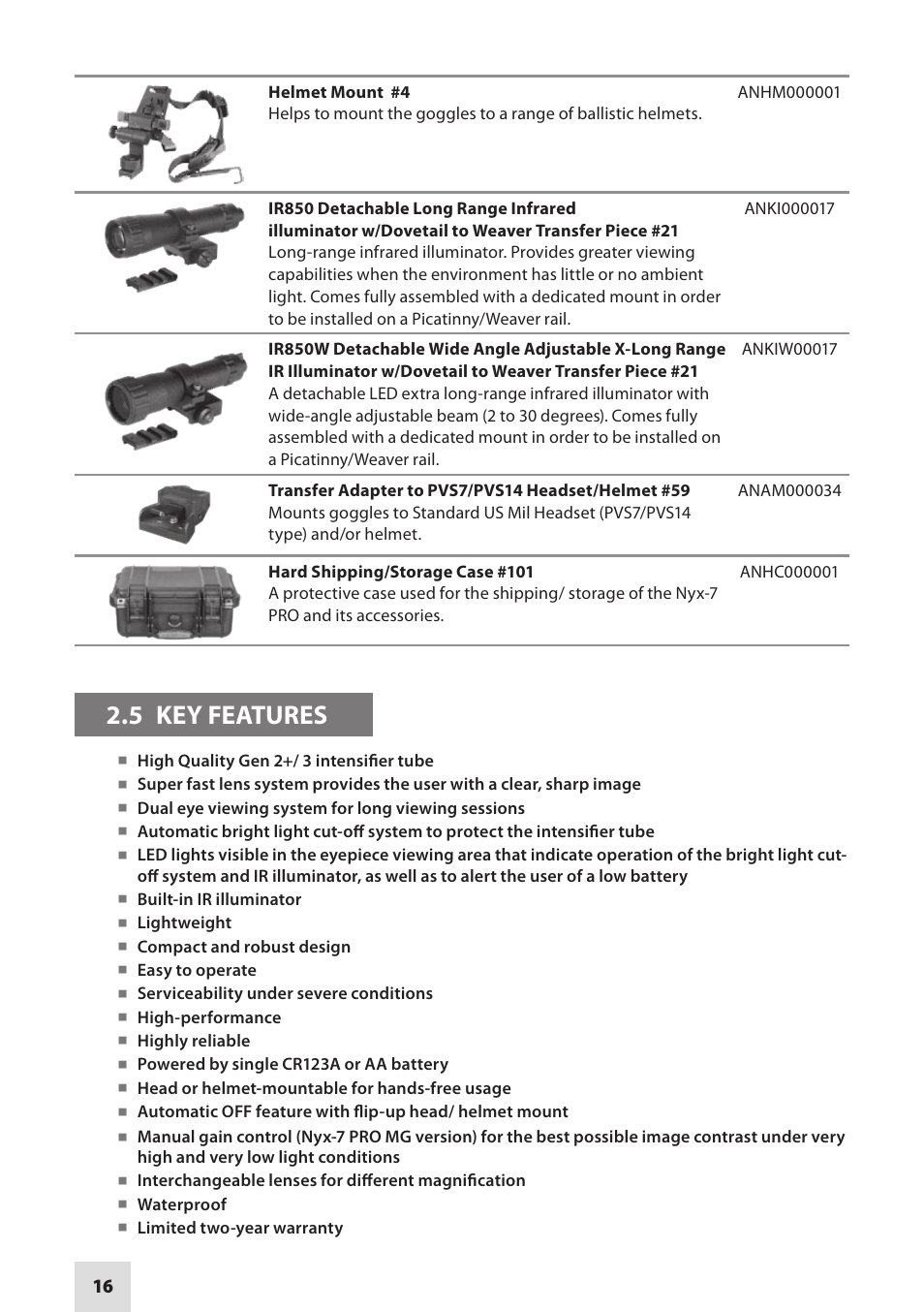 Armasight NSGNYX7P01P3DA1 Nyx7 PRO GEN 3P Night Vision Goggles User Manual | Page 16 / 36