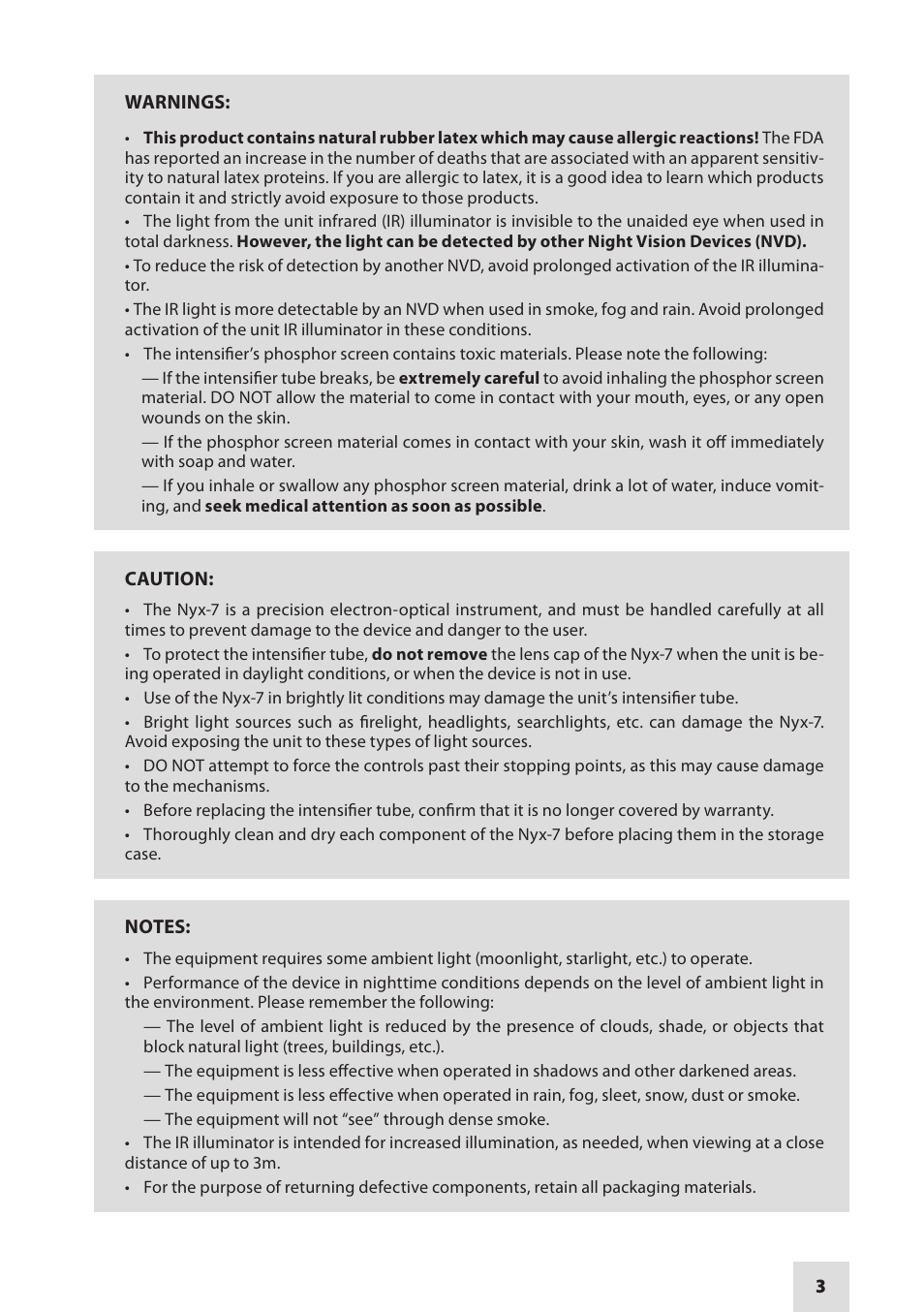 Armasight NSGNYX7001QGDI1 Nyx7 GEN 2+ QS Night Vision Goggles User Manual | Page 3 / 36