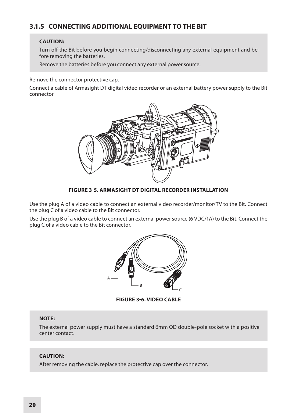 5 connecting additional equipment to the bit | Armasight DAMBIT05X05PAL1 BIT 5x Digital Night Vision Monocular User Manual | Page 20 / 36