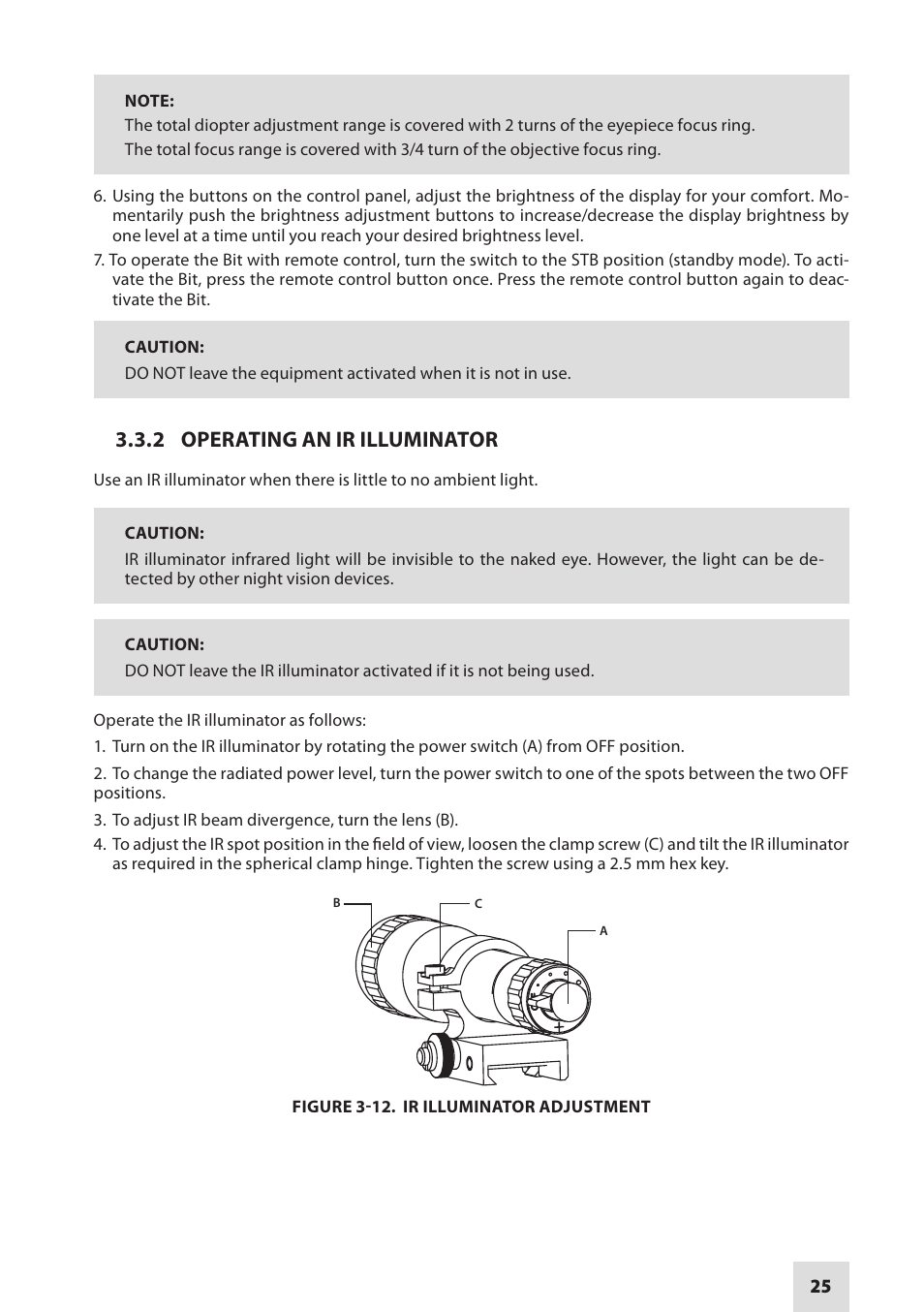 2 operating an ir illuminator | Armasight DAMBIT05X05PAL1 BIT 5x Digital Night Vision Monocular User Manual | Page 25 / 36