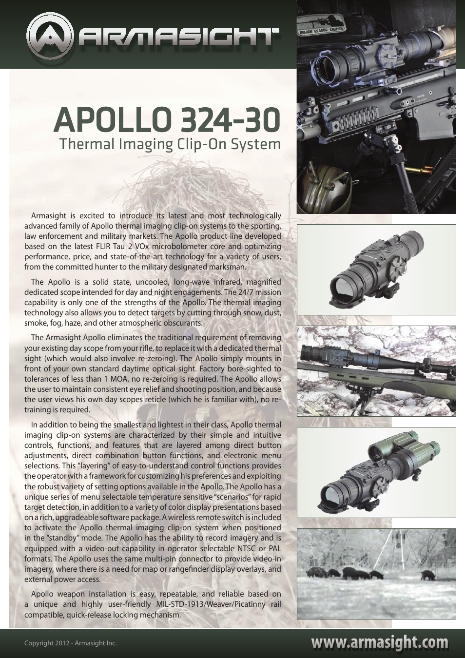 Armasight TAT253CN4APOL01 Apollo 324 (30Hz) 42mm Thermal Imaging Clip-On System User Manual | 2 pages