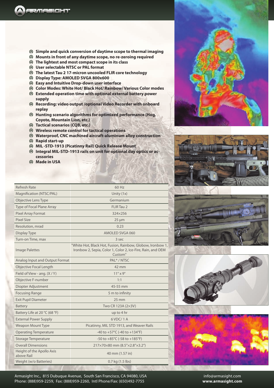 Armasight TAT256CN4APOL01 Apollo 324 (60Hz) 42mm Thermal Imaging Clip-On System User Manual | Page 2 / 2