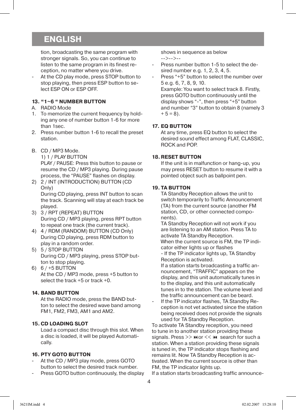 English | Vitek VT-3621 User Manual | Page 4 / 32