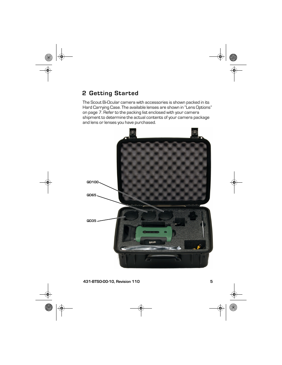 2 getting started, Getting started | Armasight TFT268BN0BTSXRP FLIR BTS-XR Pro 640x480 Thermal Bi-ocular, no lens 8.3Hz, NTSC User Manual | Page 11 / 40