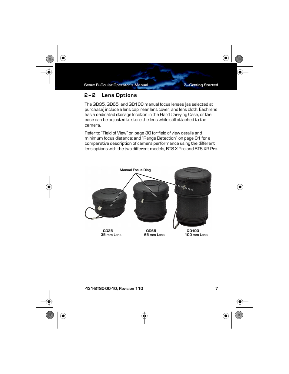 2–2 lens options, Lens options | Armasight TFT268BN0BTSXRP FLIR BTS-XR Pro 640x480 Thermal Bi-ocular, no lens 8.3Hz, NTSC User Manual | Page 13 / 40