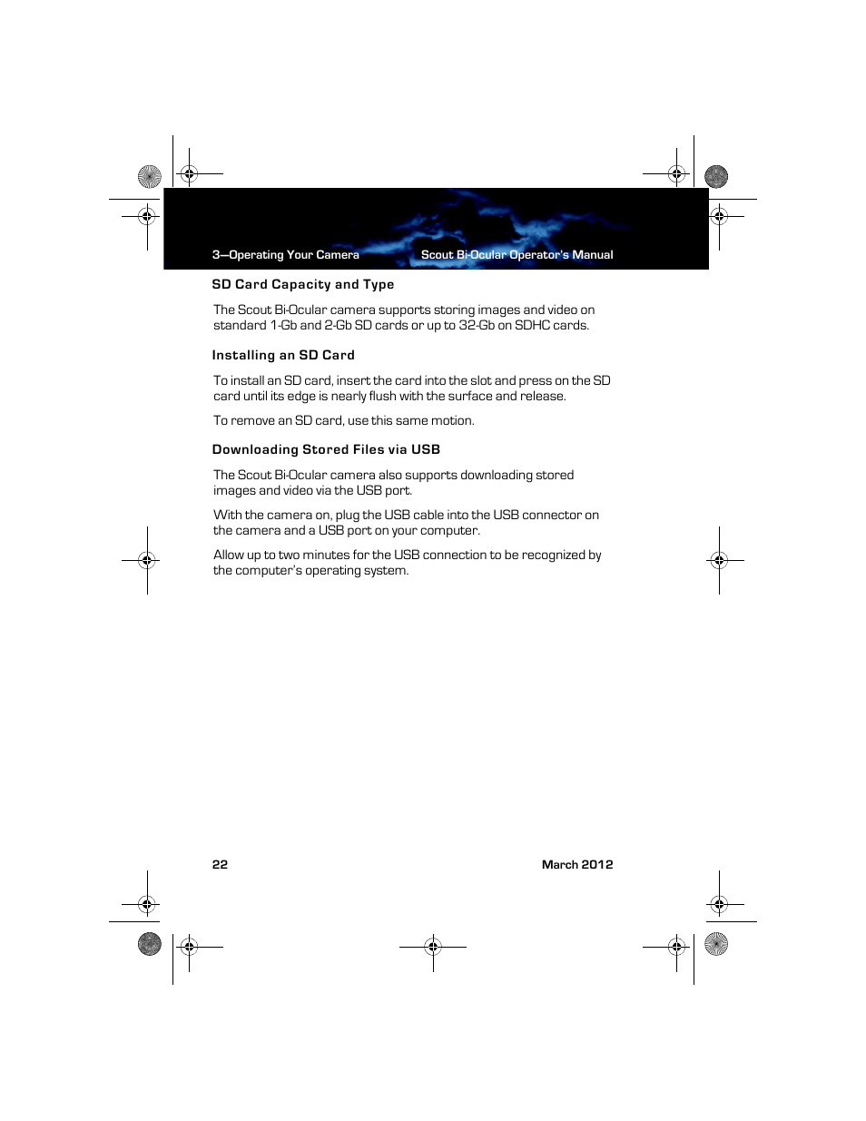 Sd card capacity and type, Installing an sd card, Downloading stored files via usb | Armasight TFT268BN0BTSXRP FLIR BTS-XR Pro 640x480 Thermal Bi-ocular, no lens 8.3Hz, NTSC User Manual | Page 28 / 40