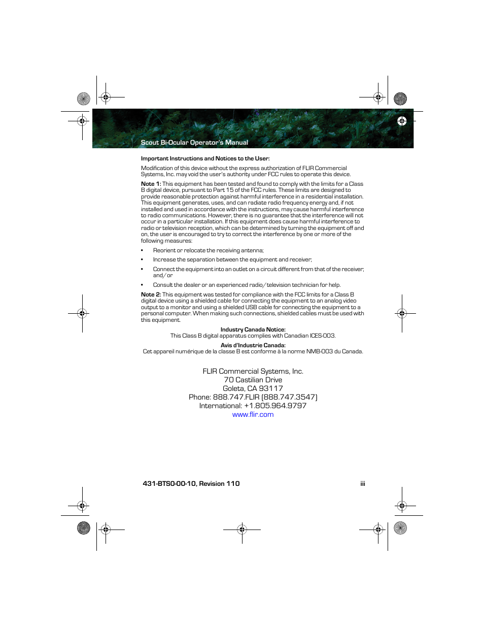 Armasight TFT268BN0BTSXRP FLIR BTS-XR Pro 640x480 Thermal Bi-ocular, no lens 8.3Hz, NTSC User Manual | Page 3 / 40