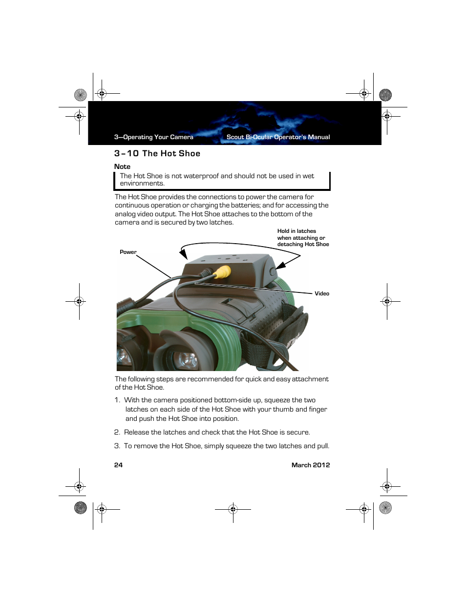 3–10 the hot shoe, The hot shoe | Armasight TFT268BN0BTSXRP FLIR BTS-XR Pro 640x480 Thermal Bi-ocular, no lens 8.3Hz, NTSC User Manual | Page 30 / 40